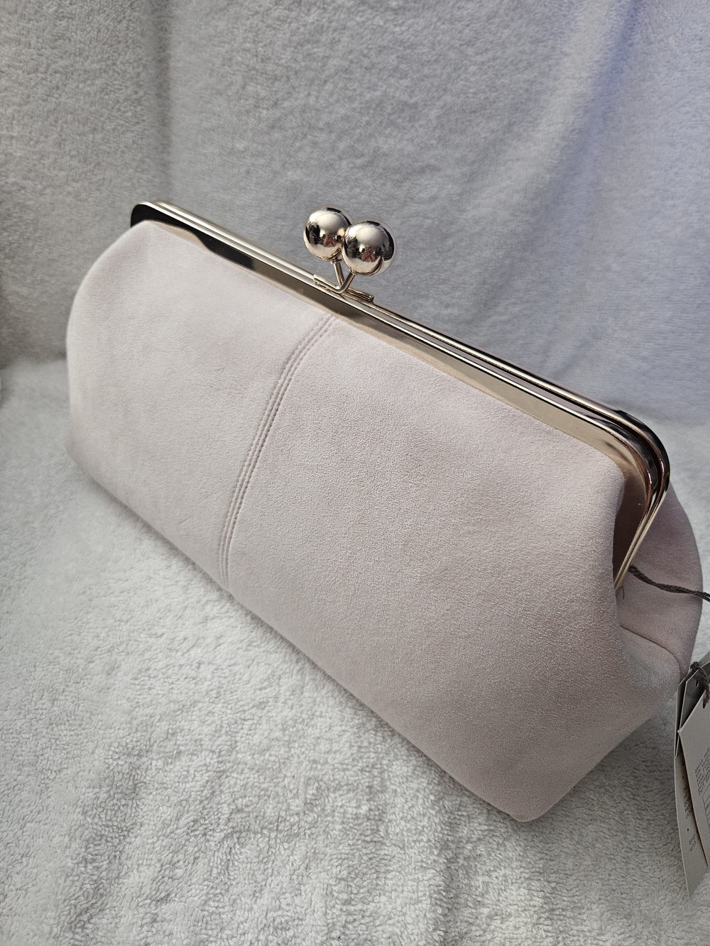 A New Day Suede Kiss Lock Clutch Bag Light Pink Blush Evening Purse NWT - Picture 2 of 11